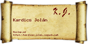 Kardics Jolán névjegykártya