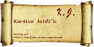 Kardics Jolán névjegykártya