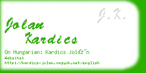 jolan kardics business card